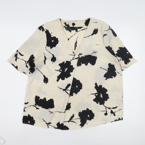 Vero Moda Women's Black Floral Blouse M Short Sleeve