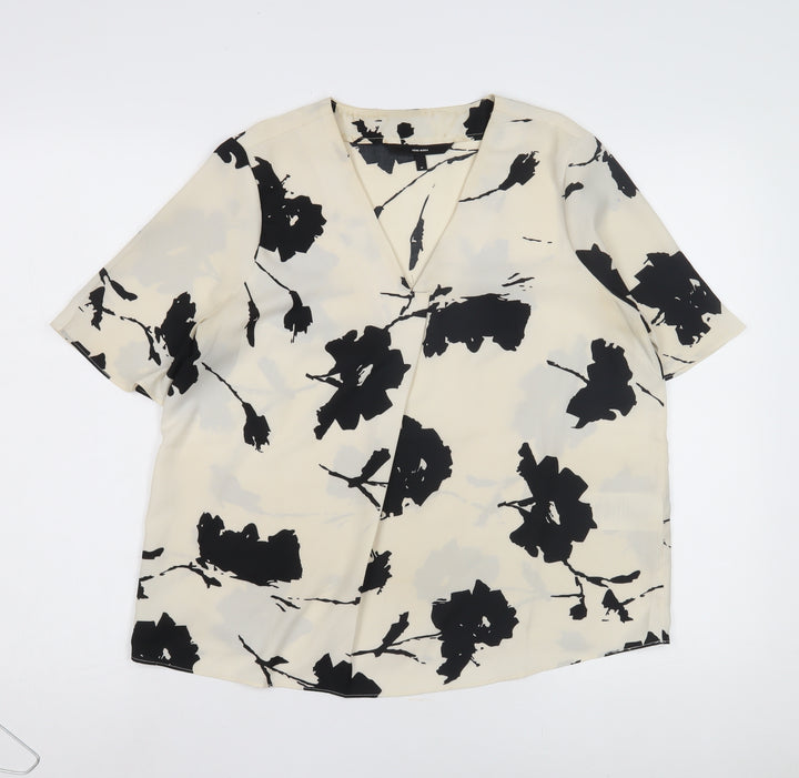 Vero Moda Women's Black Floral Blouse M Short Sleeve