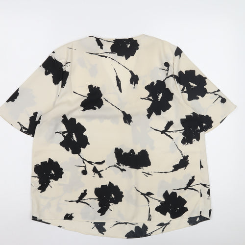 Vero Moda Women's Black Floral Blouse M Short Sleeve