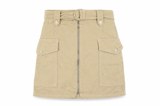 Front view of Topshop Women's Beige Cargo Skirt, size 6