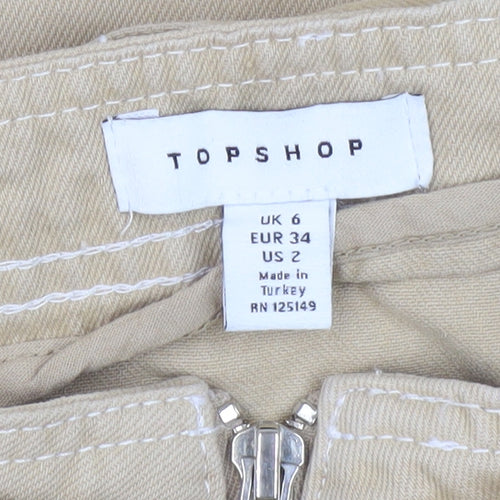 Topshop Women's Beige Cargo Skirt Size 6