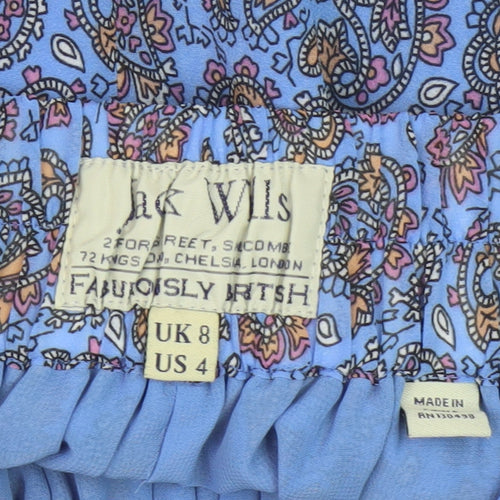 Jack Wills Women's Blue Paisley A-Line Skort Size 8
