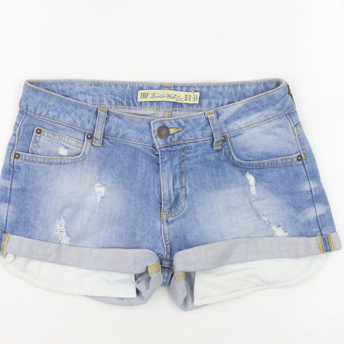 Zara Women's Blue Cut-Off Denim Shorts Size 8