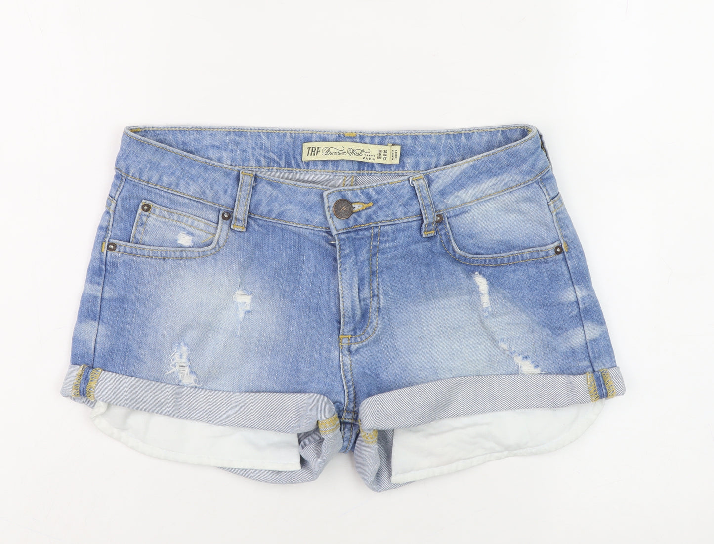 Zara Women's Blue Cut-Off Denim Shorts Size 8