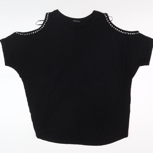 Select Women's Black Cold Shoulder T-Shirt Size 12