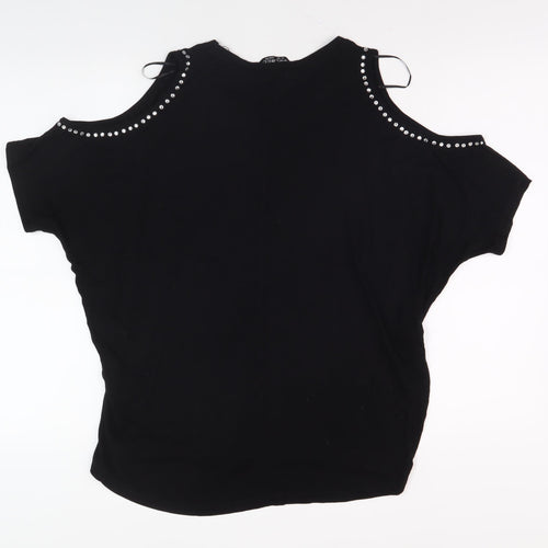 Select Women's Black Cold Shoulder T-Shirt Size 12