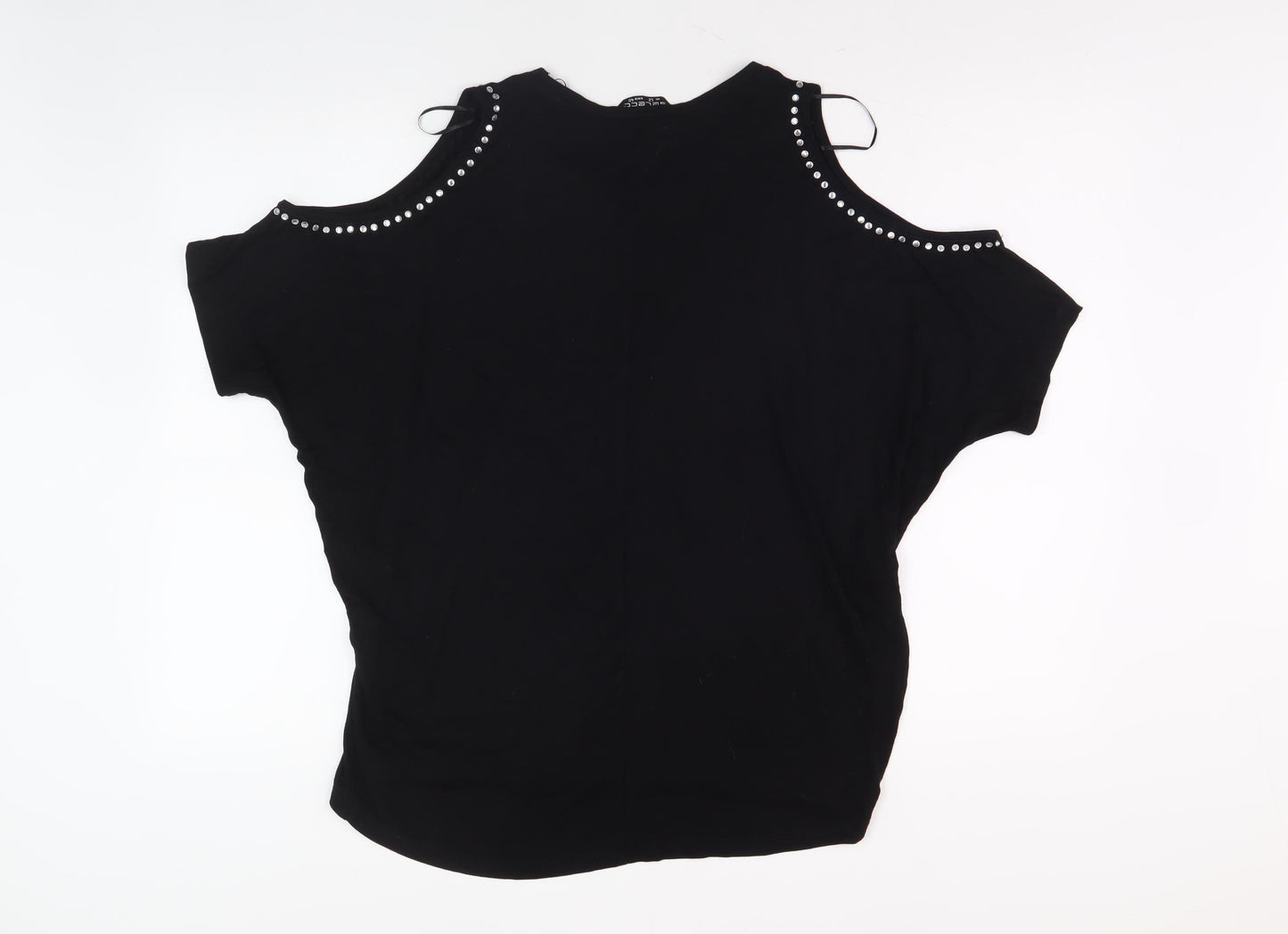 Select Women's Black Cold Shoulder T-Shirt Size 12
