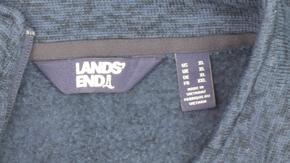Lands' End Men's Blue XL 1/2 Zip Fleece Sweatshirt