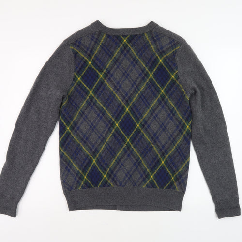 Fred Perry Men's Grey Cardigan Large Plaid Pattern