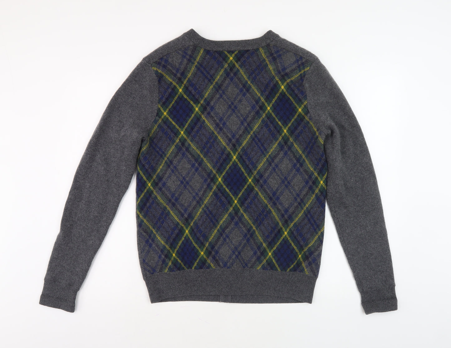 Fred Perry Men's Grey Cardigan Large Plaid Pattern