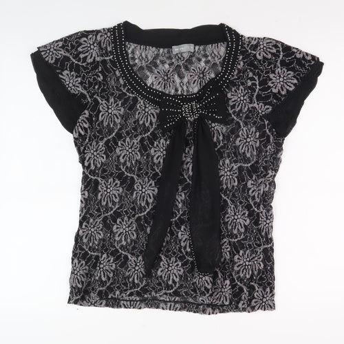 Per Una Women’s Black Lace Floral Blouse Size 16
