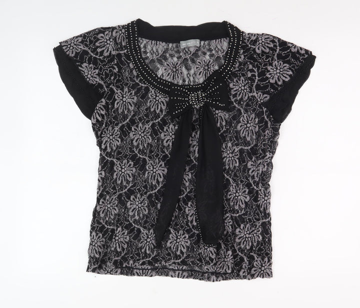 Per Una Women’s Black Lace Floral Blouse Size 16