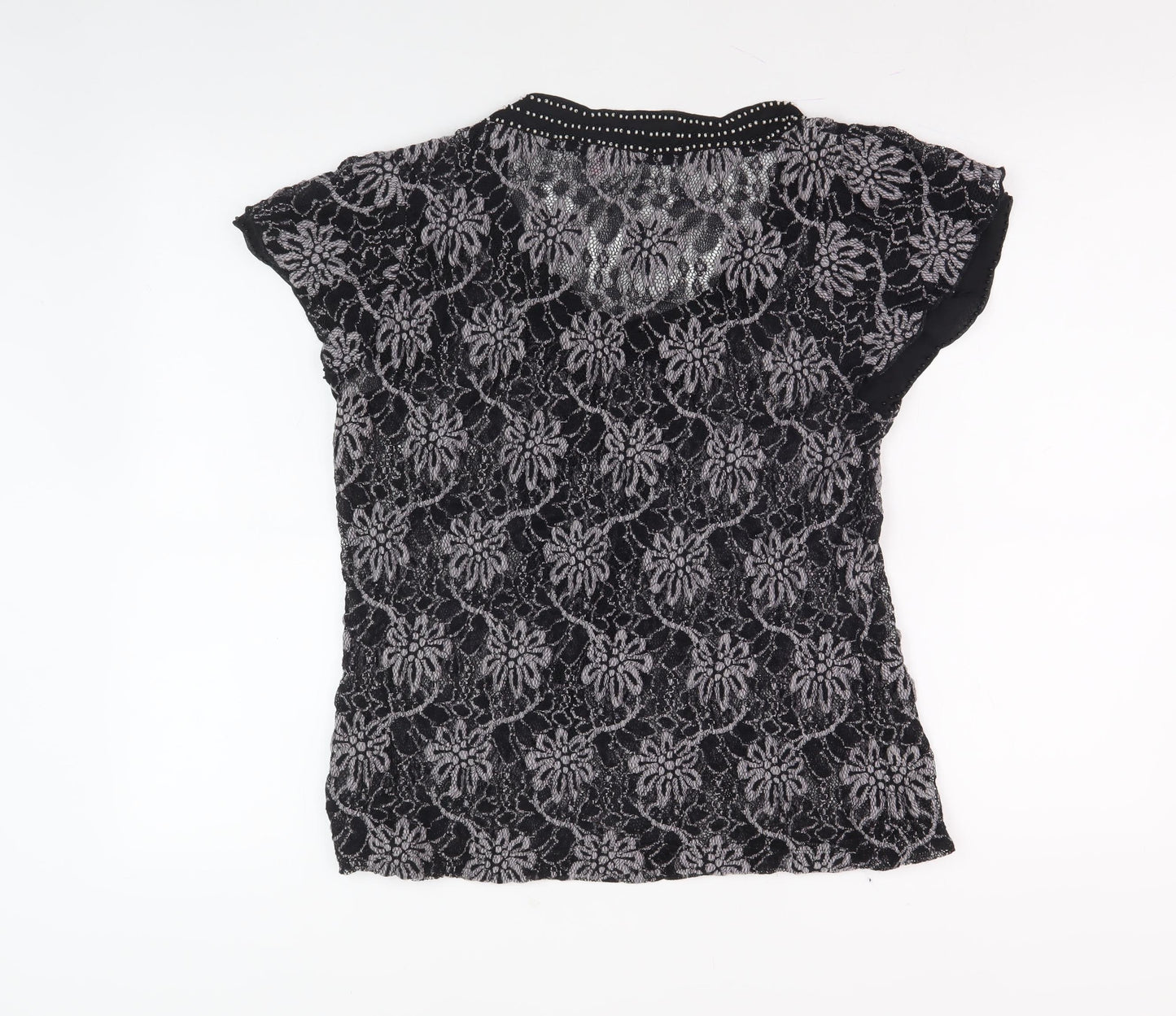 Per Una Women’s Black Lace Floral Blouse Size 16