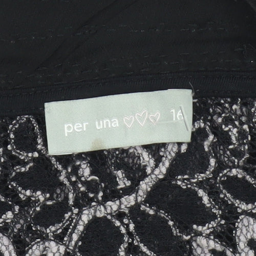 Per Una Women’s Black Lace Floral Blouse Size 16