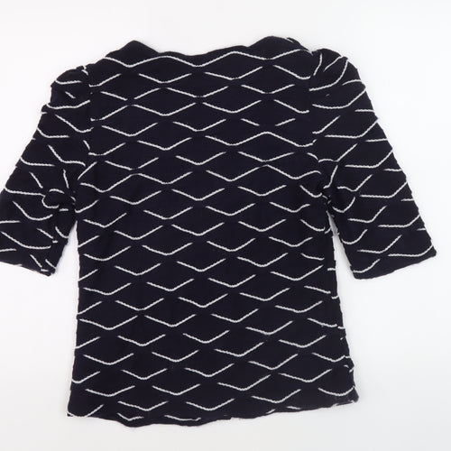 Alexon Women's Blue Button-Up Geometric Top M