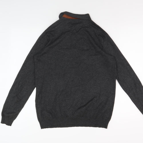 River Island Men's Grey Collared Henley Jumper M