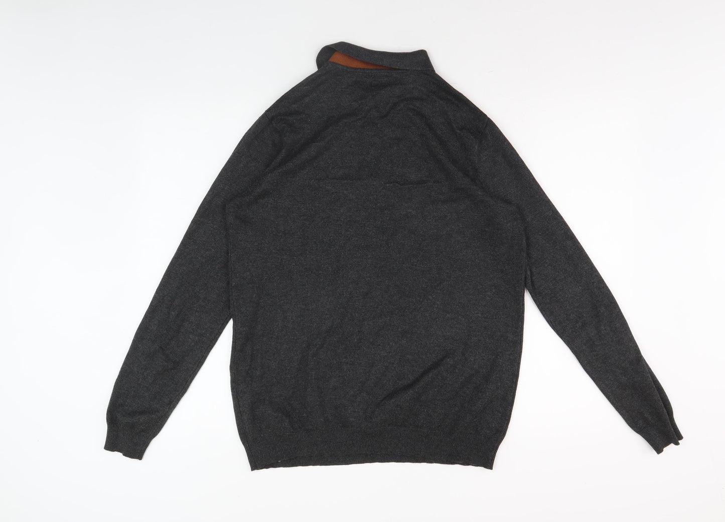 River Island Men's Grey Collared Henley Jumper M