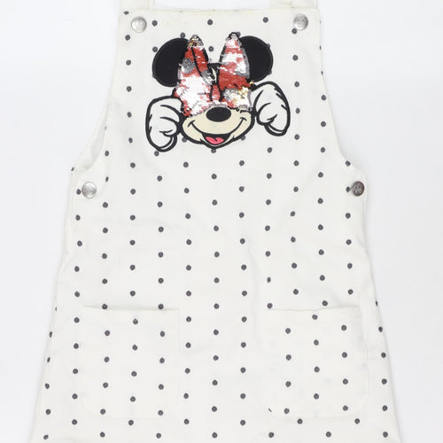 George Girls' White Pinafore Dress (5-6 Years) with Mickey Embroidery