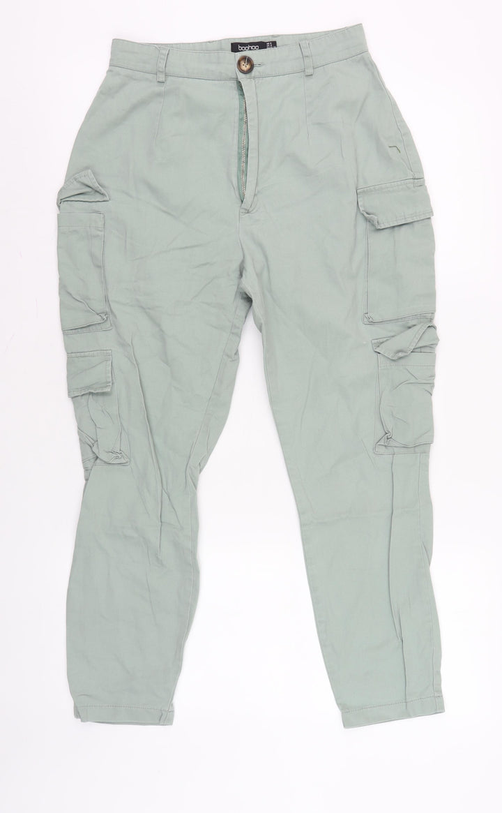 boohoo Women's Grey Cargo Trousers, Size 8, Stylish & Casual