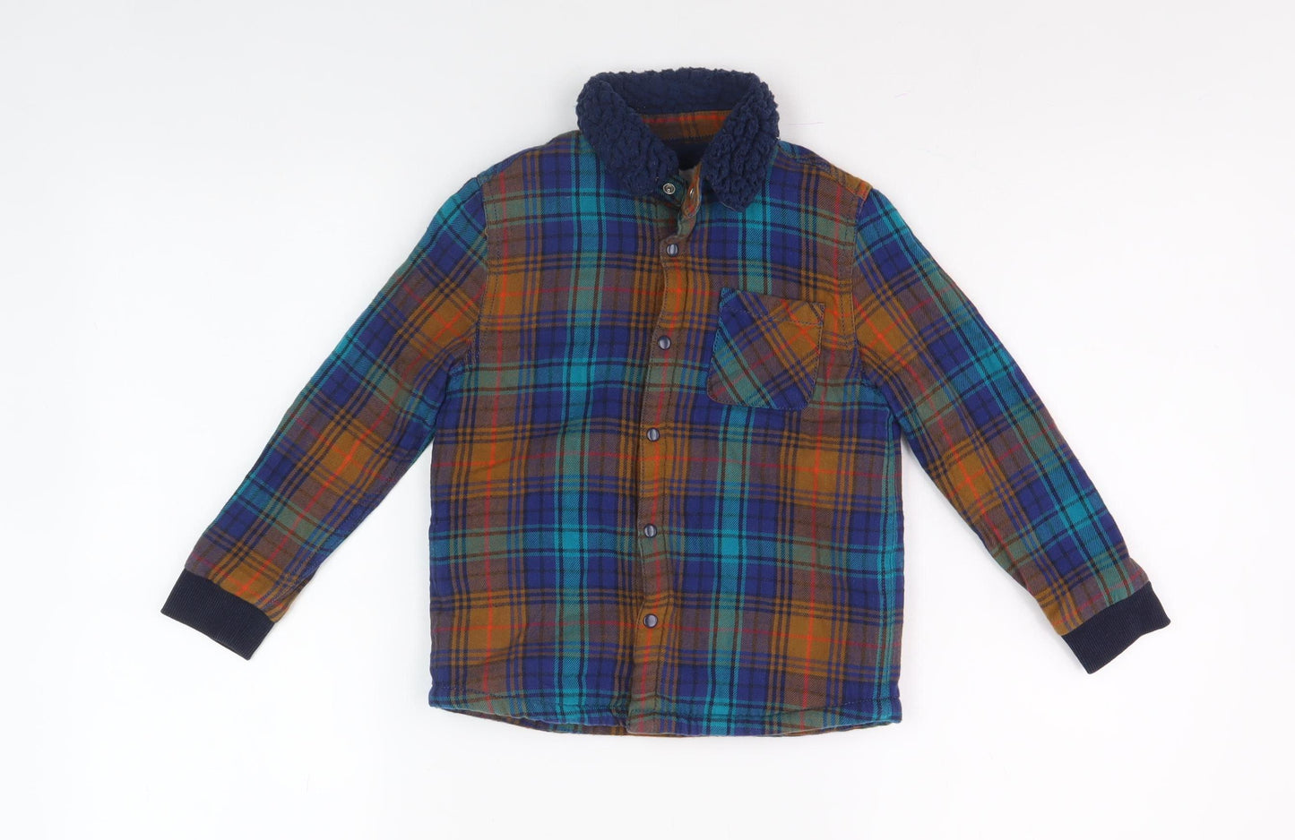 Marks and Spencer Boys Multicoloured Plaid Shirt Jacket 4-5 Years