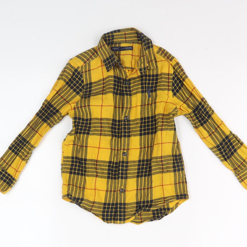 Next Boys Yellow Plaid Button-Up Shirt 4 Years