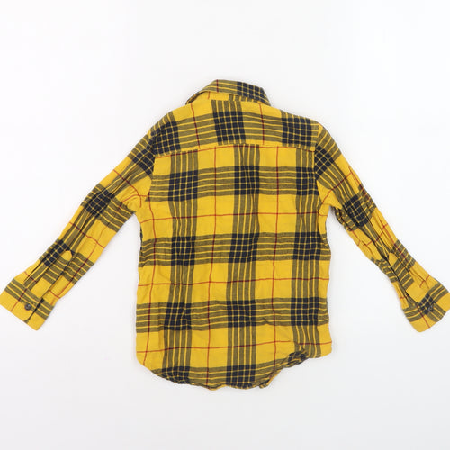 Next Boys Yellow Plaid Button-Up Shirt 4 Years