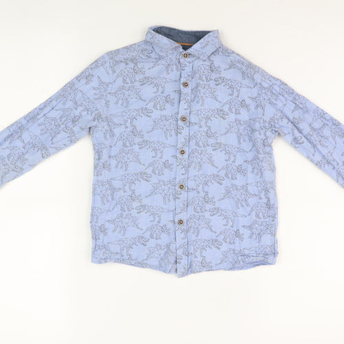 Next Boys Blue Dinosaur Print Long Sleeve Shirt, Size 5