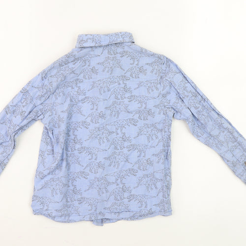 Next Boys Blue Dinosaur Print Long Sleeve Shirt, Size 5