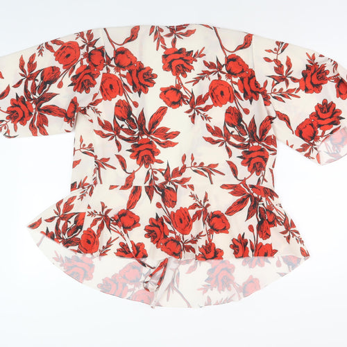 Boohoo Women’s Floral Wrap Blouse, Size 8, Multicoloured