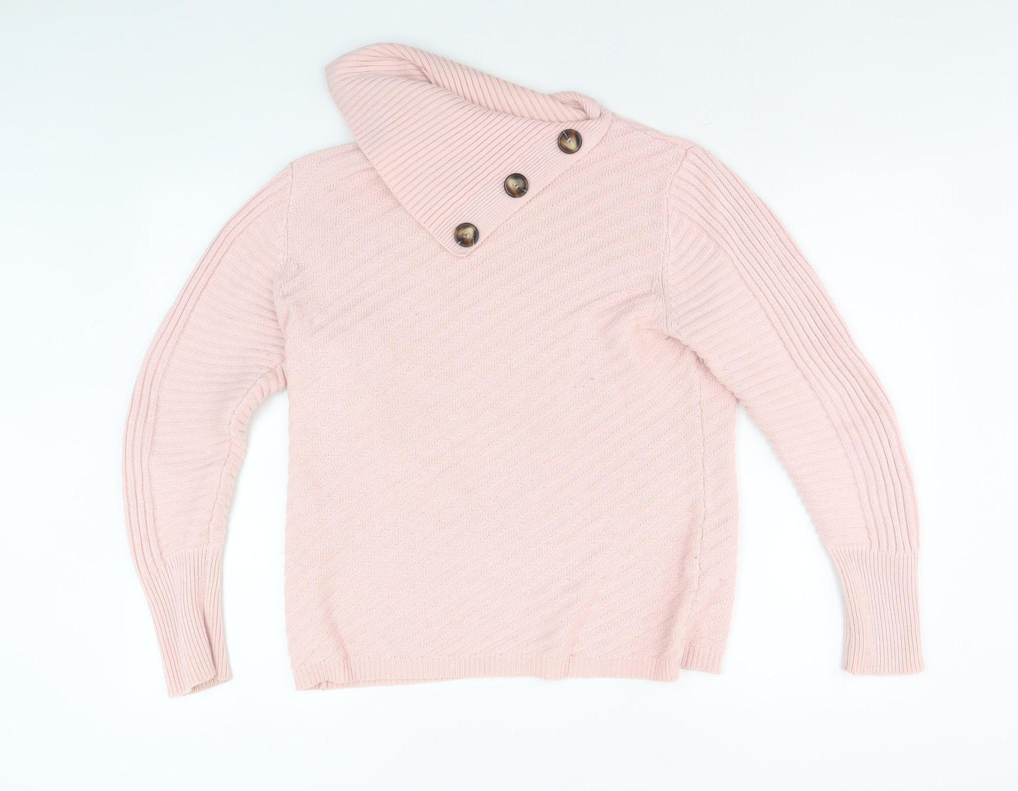 Roman Women's Pink Cowl Neck Knit Pullover Jumper Size 12