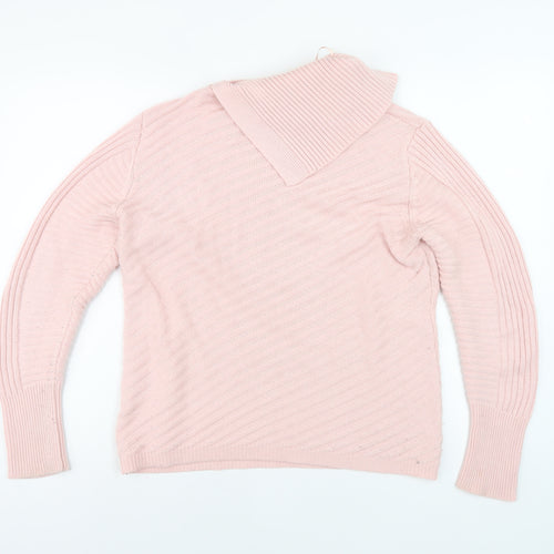 Roman Women's Pink Cowl Neck Knit Pullover Jumper Size 12