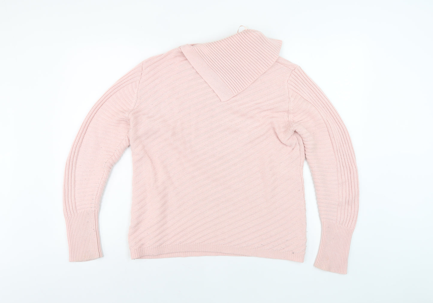 Roman Women's Pink Cowl Neck Knit Pullover Jumper Size 12