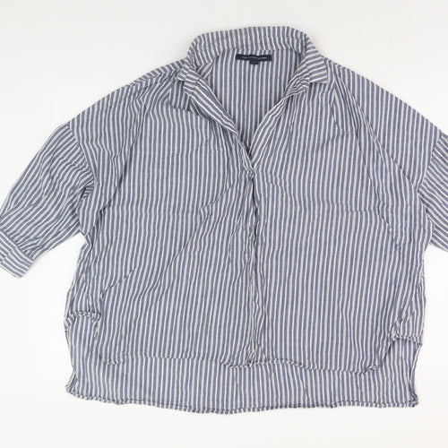 French Connection Men's L Blue Striped Polo Shirt