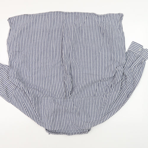 French Connection Men's L Blue Striped Polo Shirt