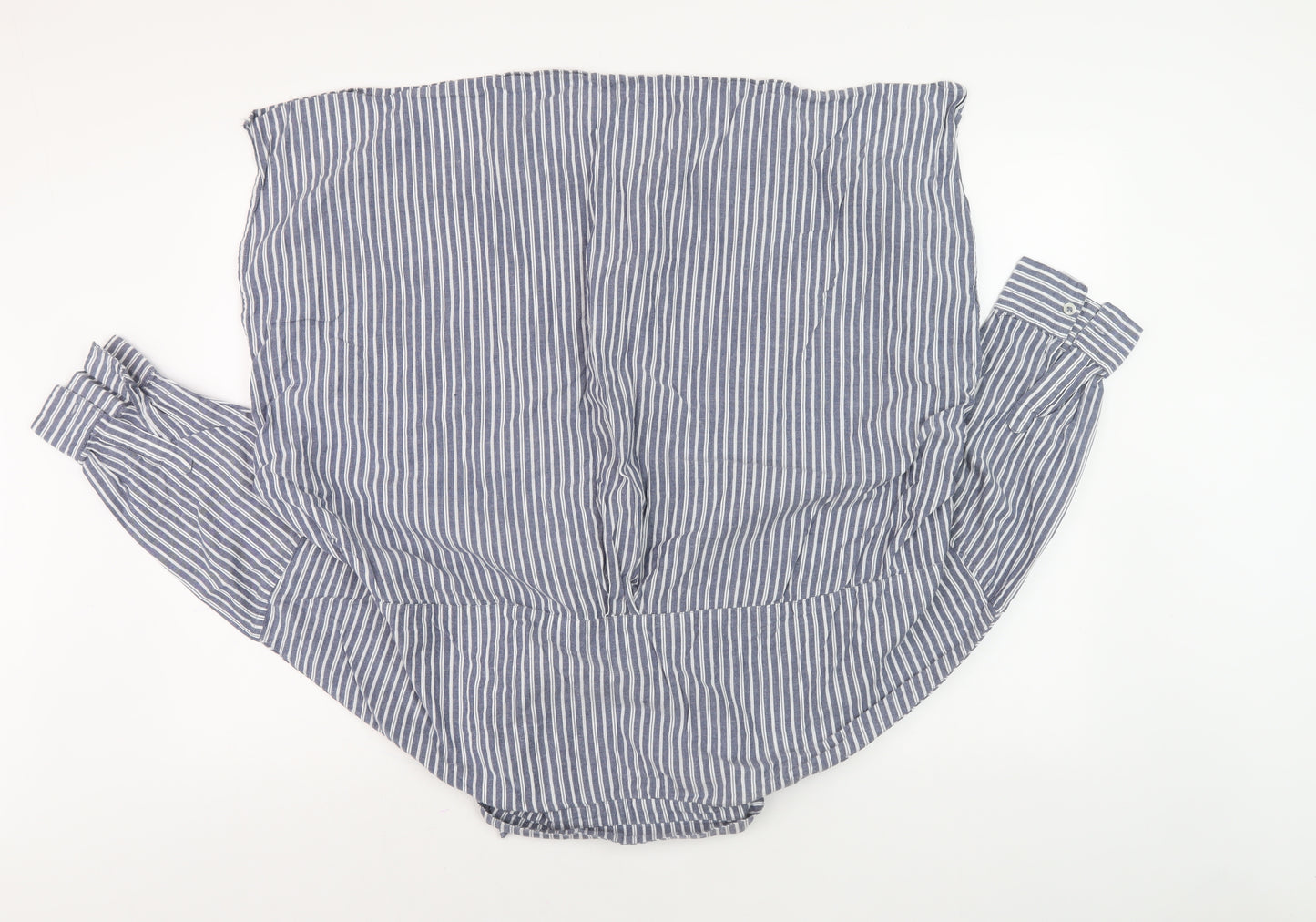 French Connection Men's L Blue Striped Polo Shirt