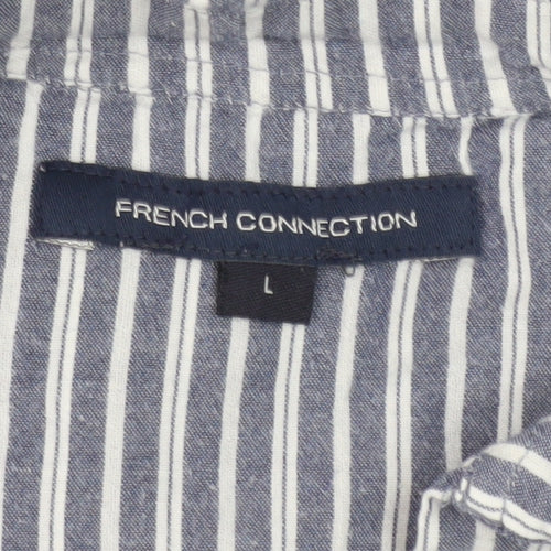 French Connection Men's L Blue Striped Polo Shirt