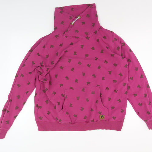 HKM Women's Pink Animal Print Pullover Sweatshirt L