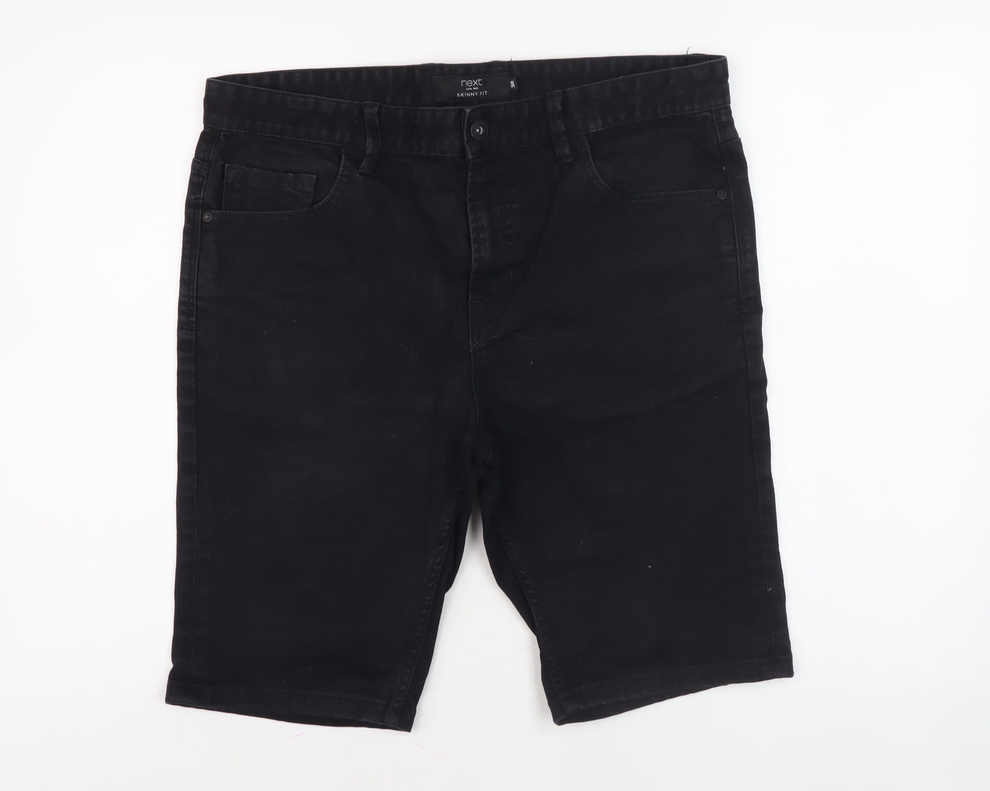 Next Men's Black Chino Shorts, Size 38, Slim Fit, Casual