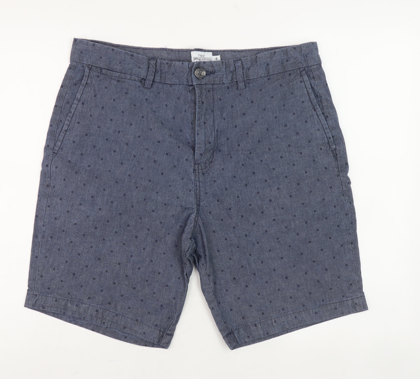 Next Men's Blue Chino Shorts, Size 36 - Belted Casual Style