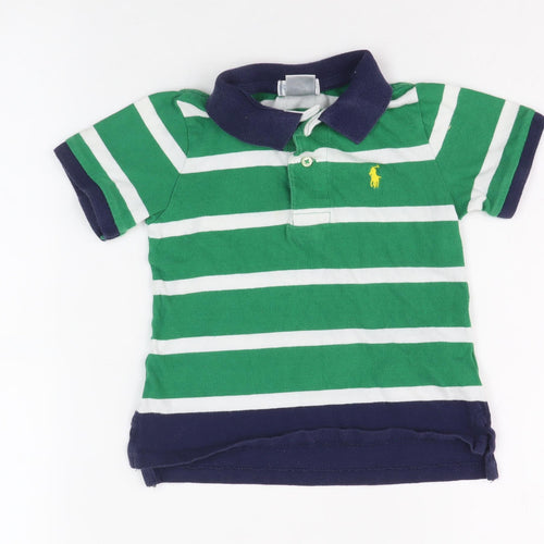 Ralph Lauren Unisex Green Striped Polo - 24 Months