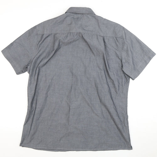Marks and Spencer Men's Grey Button-Up Shirt M