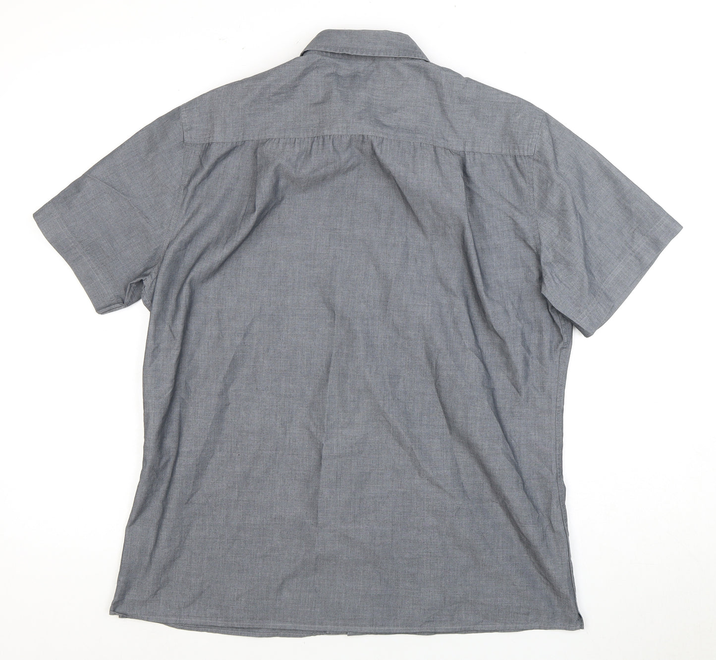 Marks and Spencer Men's Grey Button-Up Shirt M
