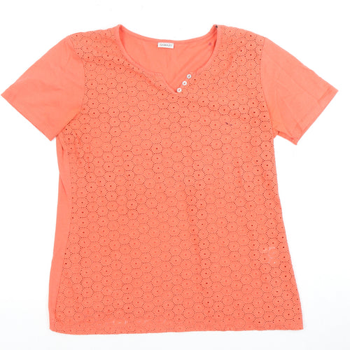 Damart Women's Orange V-Neck T-Shirt, Size 12