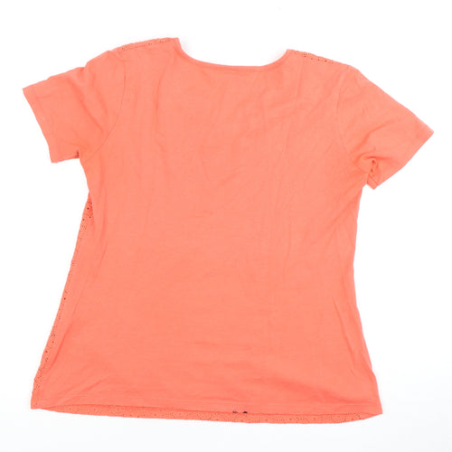 Damart Women's Orange V-Neck T-Shirt, Size 12