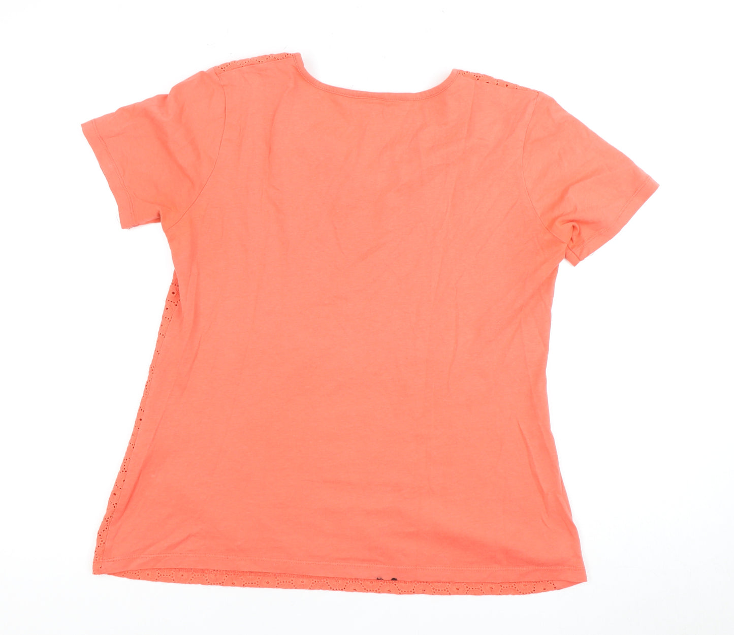 Damart Women's Orange V-Neck T-Shirt, Size 12