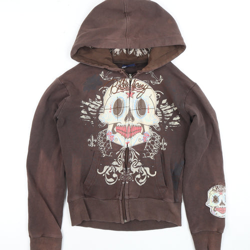 Billabong Women's Brown Skull Graphic Hoodie Size S