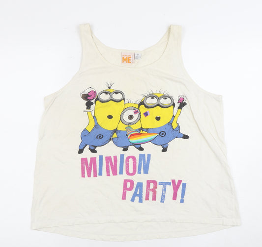Front view of Despicable Me Women's Beige Tank Top - Medium