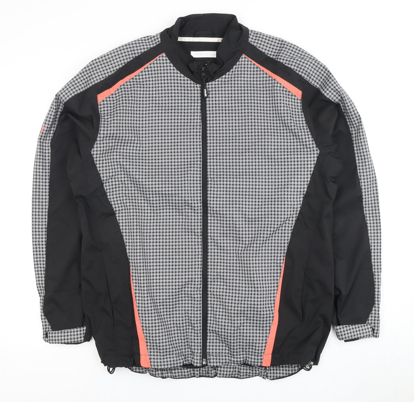 Ping Men's Black Check Jacket, Stand-Up Collar, Full Zip
