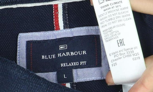 Blue Harbour Men's Blue Polo Shirt L Relaxed Fit