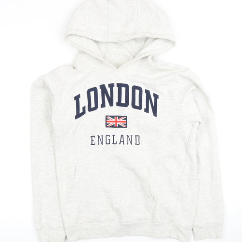 London King Boys Hoodie 13-14 Years White Graphic Pullover